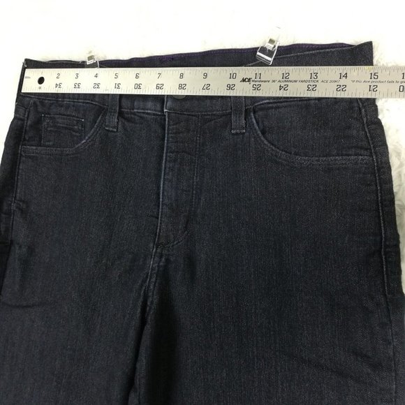 NYDJ Womens Jeans Crop Blue Denim Indigo Dark Wash Jeweled Stretch‎ Cuffed 8 - Picture 3 of 13